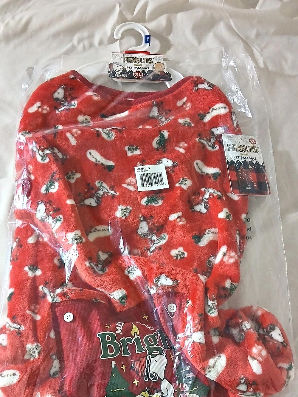 Peanuts Snoopy Merry and Bright Pet Pajamas Pajama Set Girls XL Red